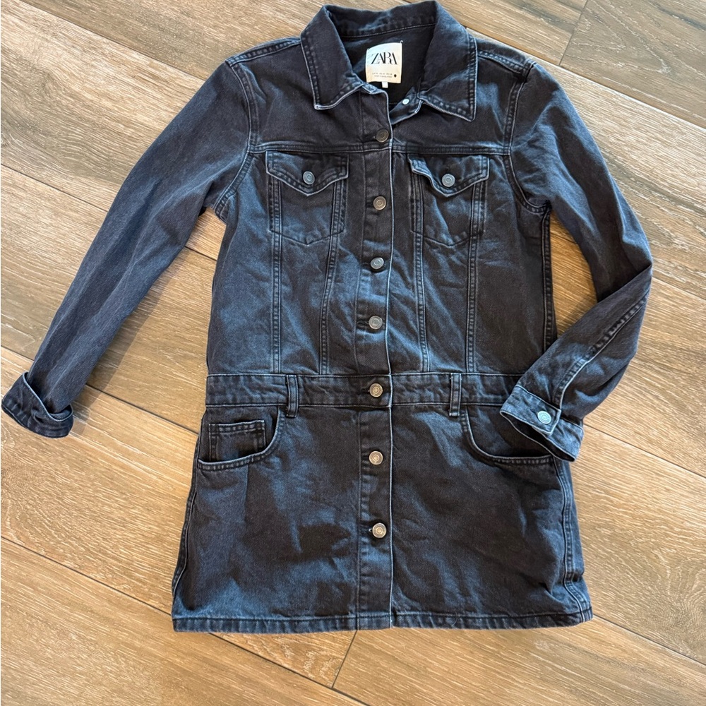 Zara black denim The Zoe mini dress size medium - Picture 4 of 13